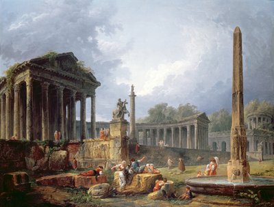 Capriccio architettonico con obelisco da Hubert Robert